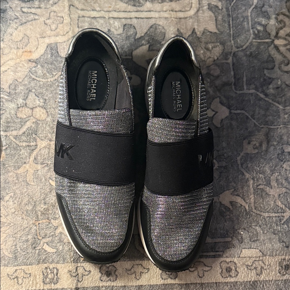 Michael Kors Metallic and Black Slip-On Shoes